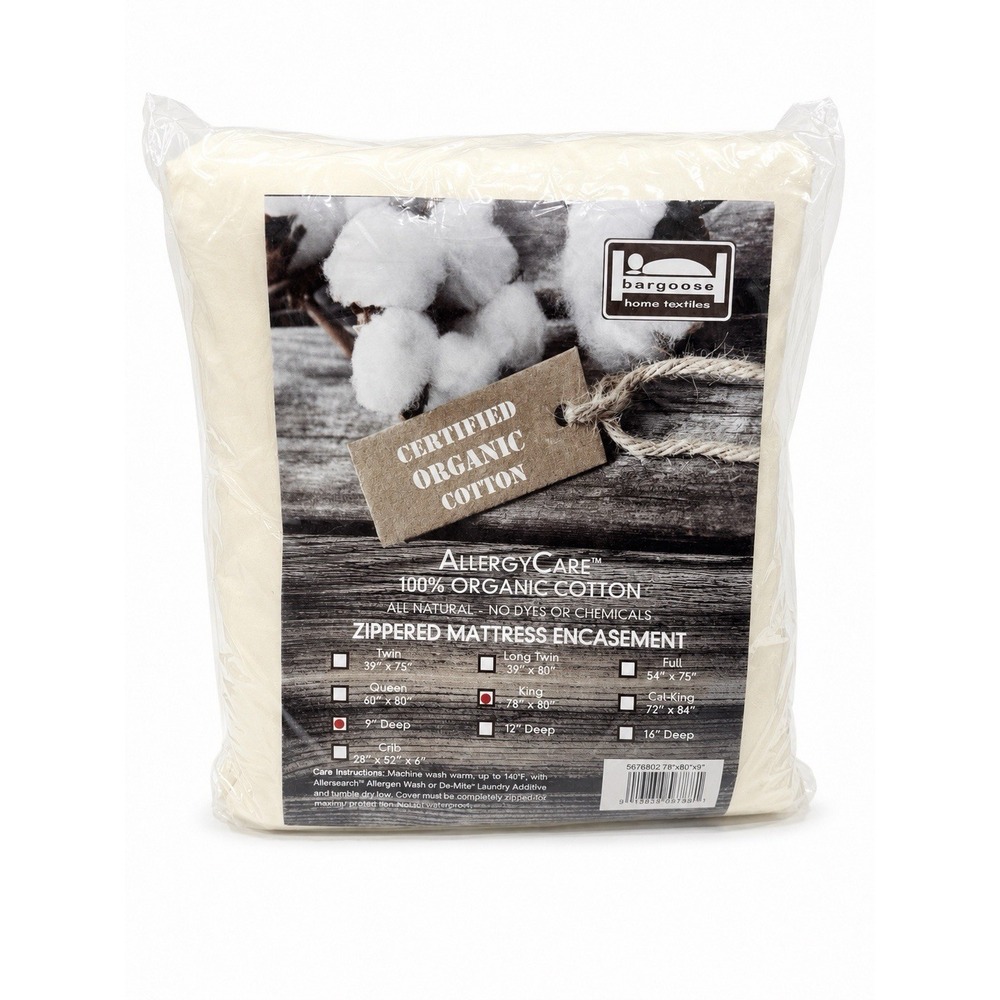 Bargoose AllergyCare Organic Cotton King Zippered Mattress Encasement 9in